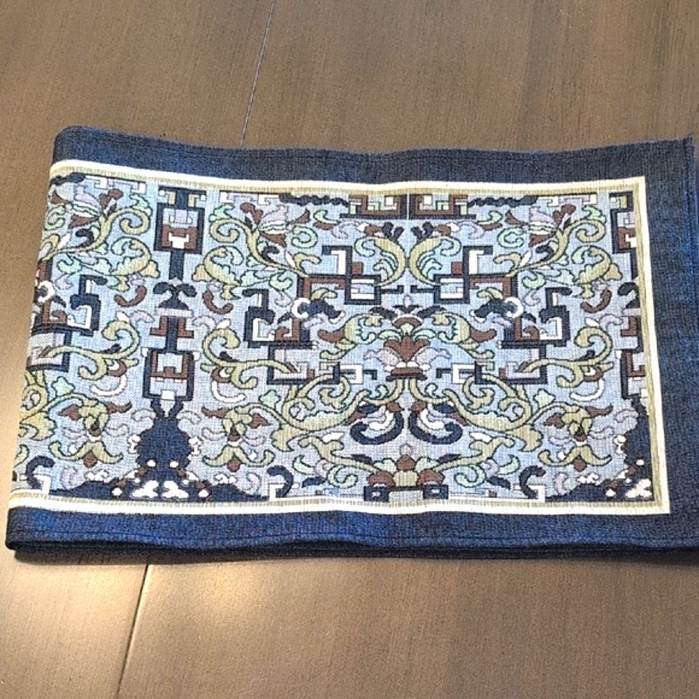 Rennie & Rose Collection Asian Ornament Woven Tapestry Table Runner Made In USA